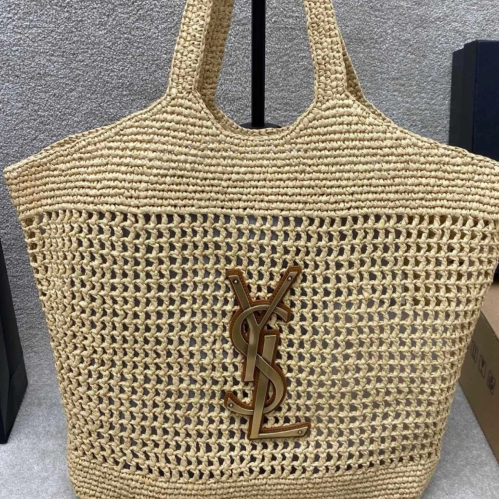 Yves Saint Laurent Tan rafia  Tote Bag